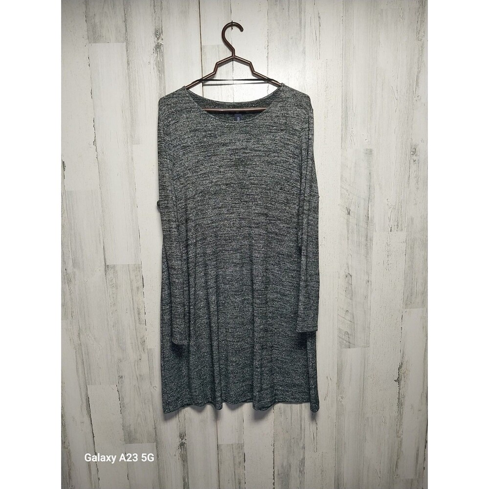 GAP Metallic Shift Dress WOMEN'S XL Long sleeve Heathered Gray Silver Shimmer